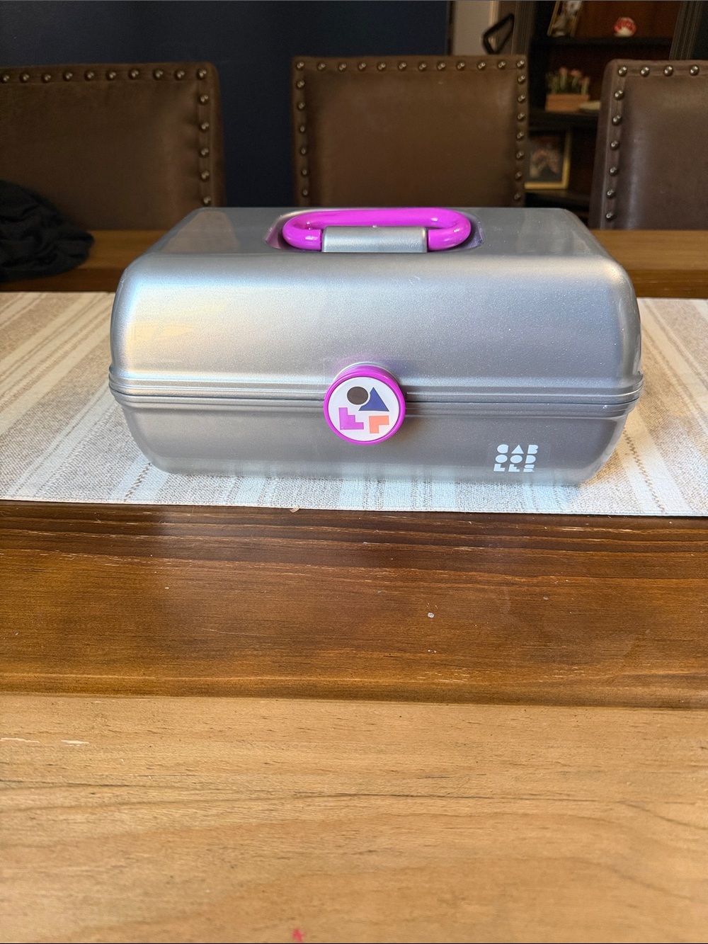 Caboodles Silver Makeup Case with Pink Handle